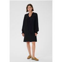 Schwarzes Kleid mit lockerer Passform und Rüschen