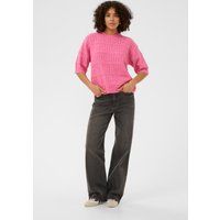 Kastenförmiger Strickpullover mit Streifenmuster