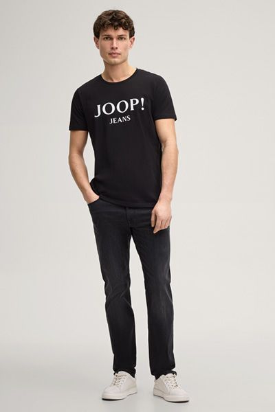 Joop! Jeans Alex Schwarzes Baumwoll-T-Shirt mit Logo-Print