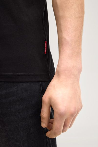 Joop! Jeans Alex Schwarzes Baumwoll-T-Shirt mit Logo-Print