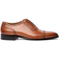Hellbraune Leder Semi-Brogue Oxford Schuhe