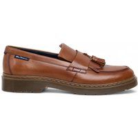 Braune Leder-Slipper mit Quasten
