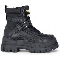 Schwarzer, klobiger Plateau-Combat-Stiefel