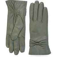 Damen-Handschuhe aus olivgrünem Leder