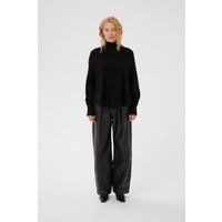 Entspannter Rippstrick-Rollkragen Poncho Top