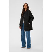 Schwarze gesteppte Longline Jacke