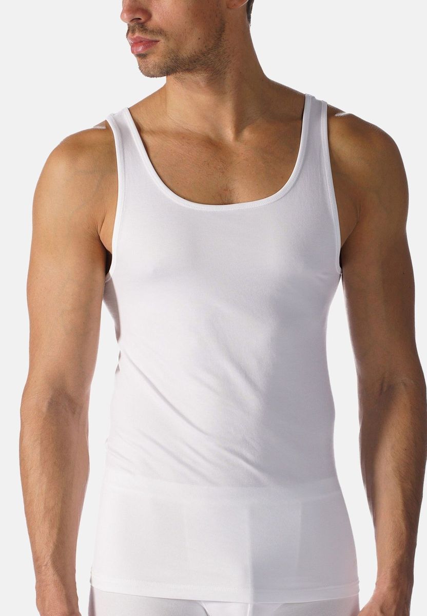 Herren Weißes Ärmelloses Unterhemd Tanktop