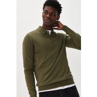 Herren Langarm Strick Polo Shirt