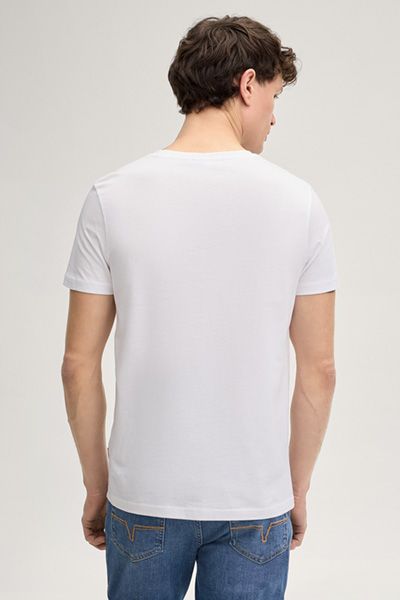 Joop! Jeans Weißes Baumwoll T-Shirt mit Logo-Print