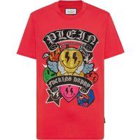 T-Shirt mit Strassmuster und Grafikprint