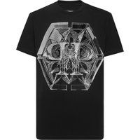 Baumwoll T-Shirt mit Hexagon Grafikprint