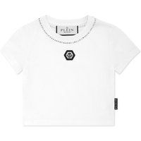 Cropped T-Shirt Strass Round Neck Ss