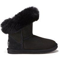 Wildlederstiefel mit Faux-Pelzbesatz