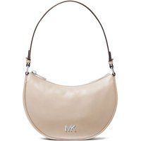 Elegante taupefarbene Leder Halbmondtasche
