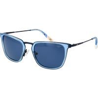 Quadratische Sonnenbrille mit blauem Rahmen und Polarisation