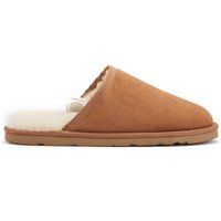 Herren Hausschuhe aus kastanienbraunem Wildleder mit Shearling