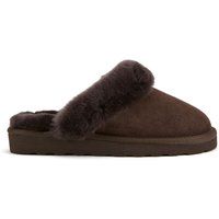 Wildleder Pantoletten mit Shearling-Besatz