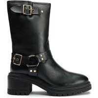 Schwarze Leder Biker Stiefel bis zur Wade