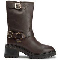 Braune Leder-Bikerstiefel in Wadenhöhe