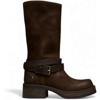 Braune Wildleder-Halbhohe Motorradstiefel