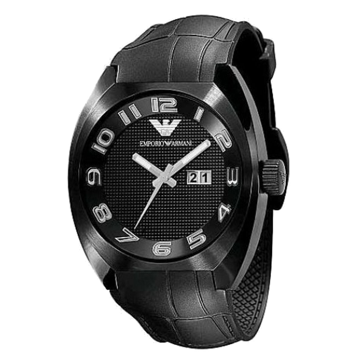 Herrenuhr Schwarz mit gestreiftem Armband