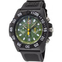 Schwarze Chronographenuhr mit grünem Zifferblatt