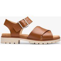 Hellbraune Leder-Sandalen mit Überkreuzriemen