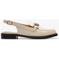 Cremefarbener Leder-Slingback-Loafer mit Schnalle