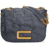 Schwarze gesteppte Schultertasche mit Kette