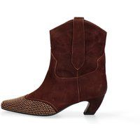 Brauner Leder-Stiefelette mit Absatz