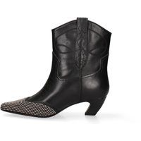 Brauner Leder-Stiefelette mit Absatz