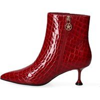 Brauner Leder-Stiefelette mit Absatz