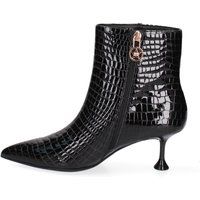 Brauner Leder-Stiefelette mit Absatz