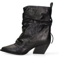 Schwarze Stiefelette aus Leder mit spitzer Zehe