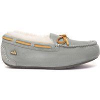 Damen Leder Mokassin Hausschuhe mit Wollfutter