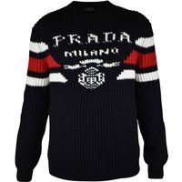 Gerippter Strickpullover mit Logo