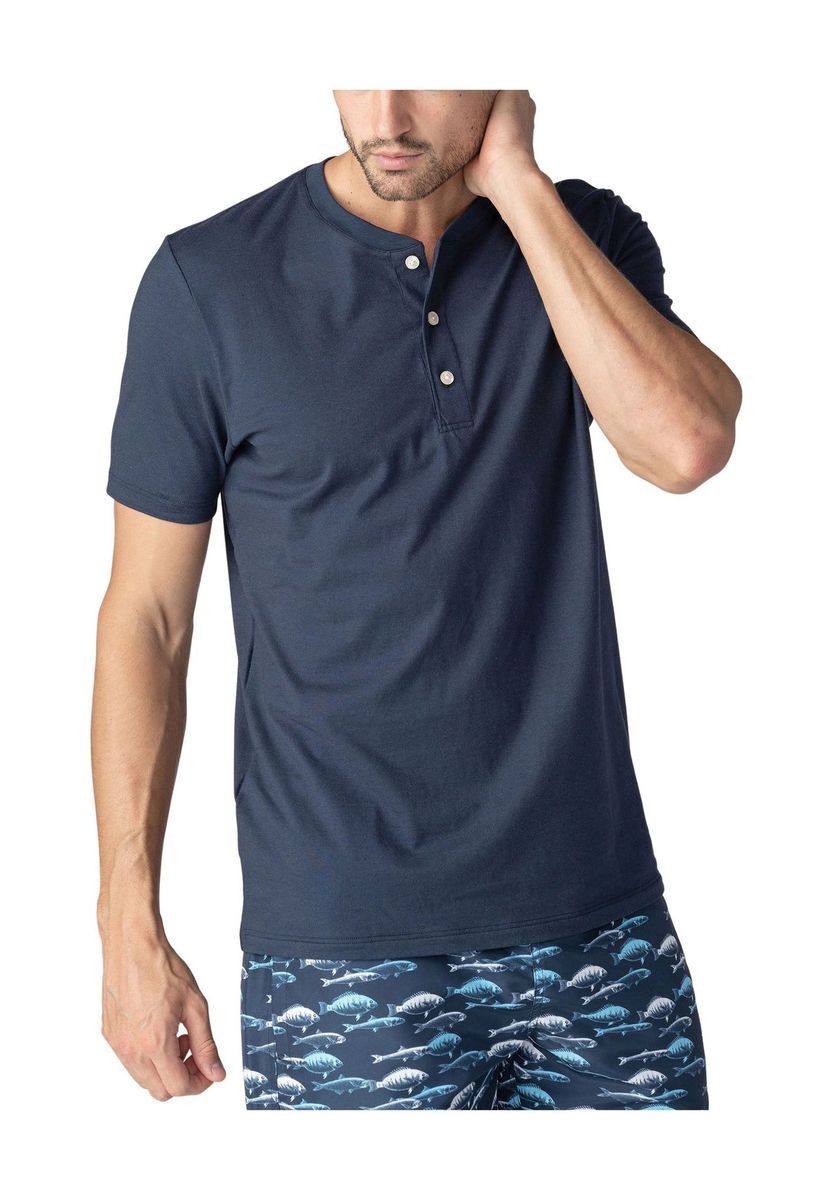 Herren Kurzarm Henley T-Shirt