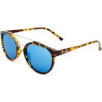 Runde Schildpatt-Sonnenbrille mit blauer Linse