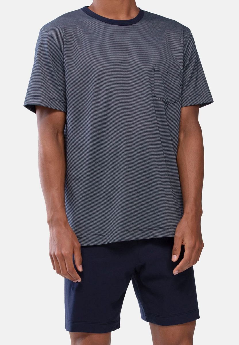 Herren Gestreiftes Kurzes Schlafanzug-Set