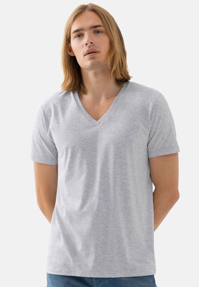 Klassisches V-Ausschnitt Baumwoll-T-Shirt