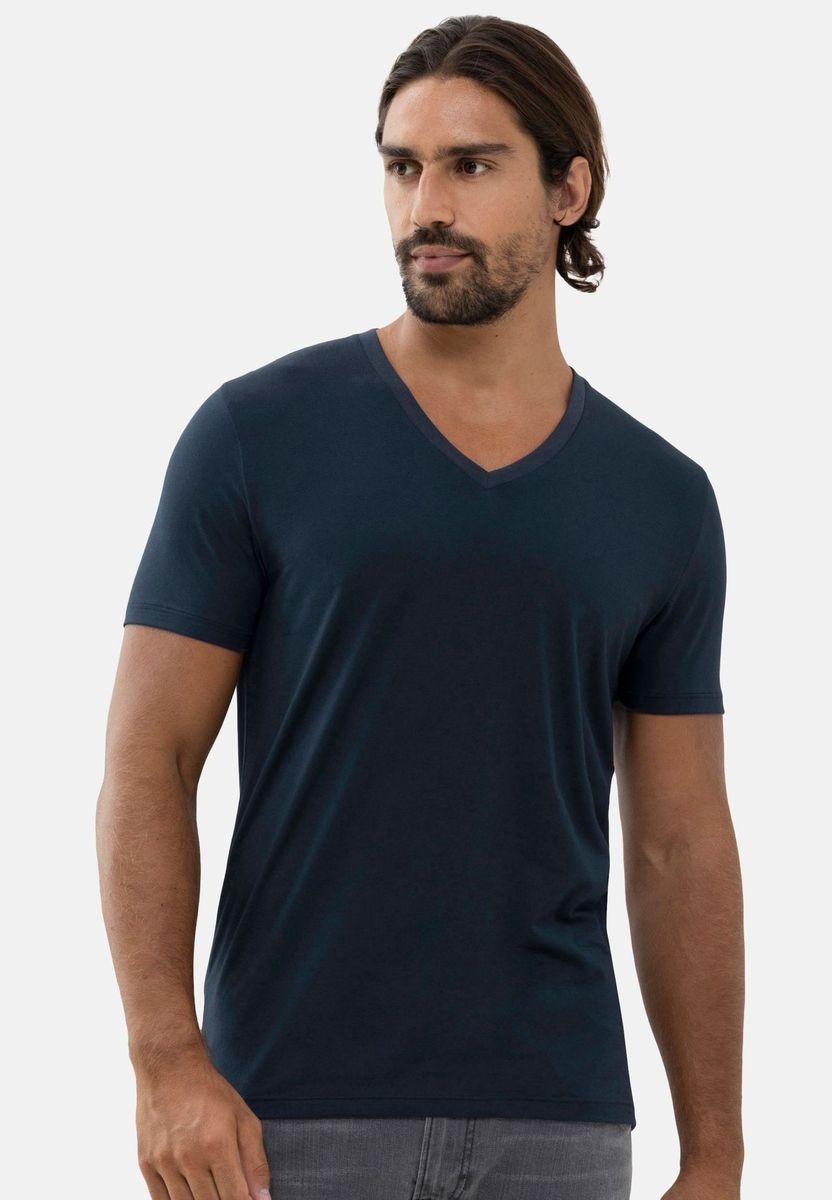 Klassisches V-Ausschnitt Baumwoll-T-Shirt