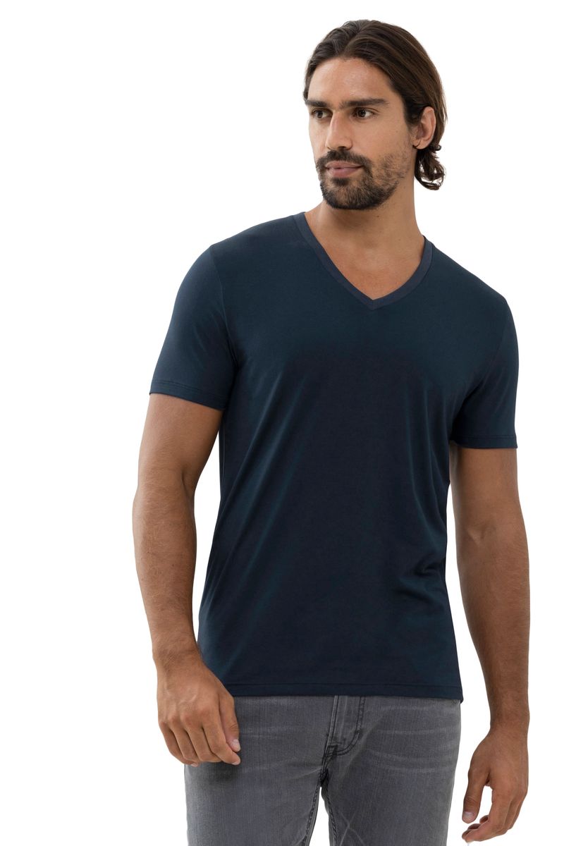 Klassisches V-Ausschnitt Baumwoll-T-Shirt