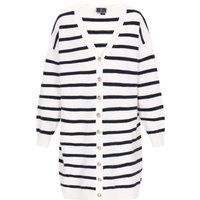 Dreimaster Strickjacke Frauen cremeweiße, marineblaue Streifen