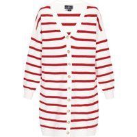 Dreimaster Strickjacke Frauen cremeweißer roter Streifen