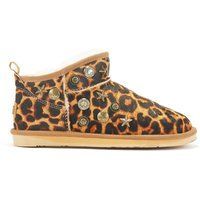 Stiefelette aus Lammfell mit Leopardenmuster