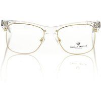 Klare Acetat-Brille mit goldenem Rand