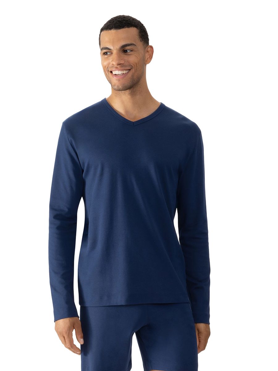 Klassisches Langarm-Loungewear-Oberteil aus Baumwolle