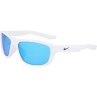 Sportliche weiße Sonnenbrille mit blauen Gläsern