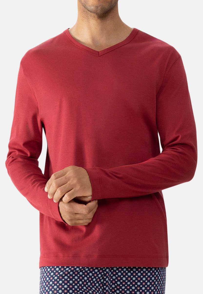 Herren V-Ausschnitt Baumwoll Langarmshirt