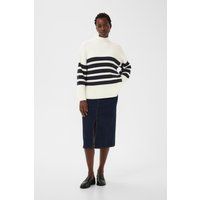 Gestreifter Oversize-Pullover mit Stehkragen